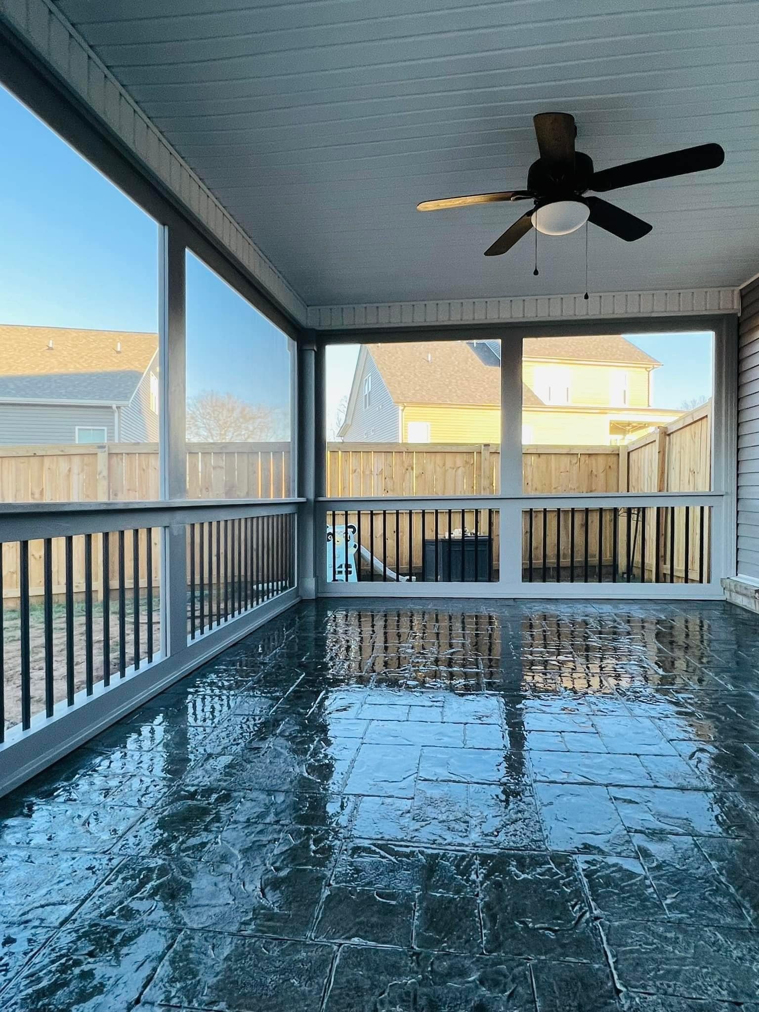 Screened porch addition overlooking backyard pool