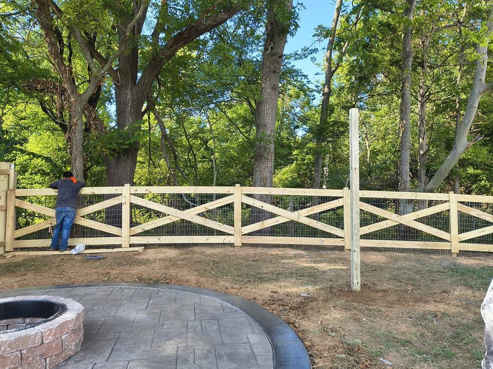 Wood privacy fence installation
